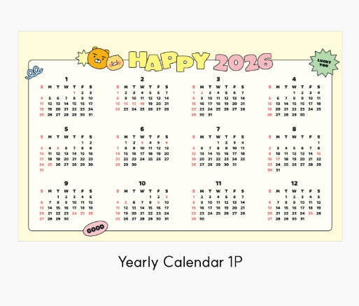 Kakao Friends 2026 Basic Desk Calendar — Bright & Fun Everyday Design