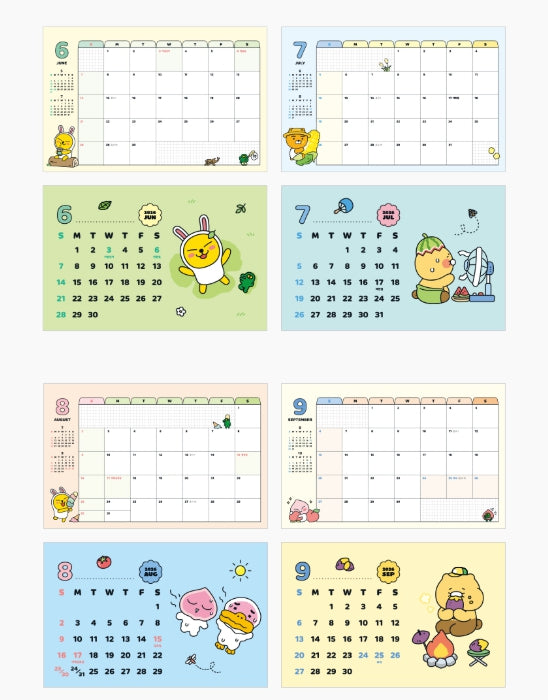 Kakao Friends 2026 Basic Desk Calendar — Bright & Fun Everyday Design