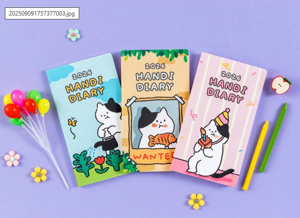 2026 Handy Diary — Cat-Themed Illustrated Planner (Random)