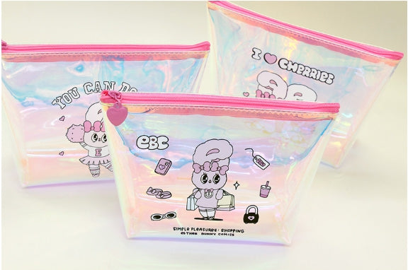 Esther Bunny Aesthetic Hologram Pouch – Cute Makeup & Travel Bag