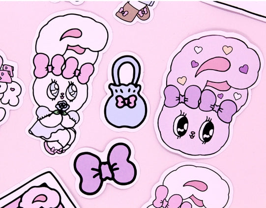 Esther Bunny Big Sticker Pack – Removable Deco Sticker Set - Luckyplanetusa