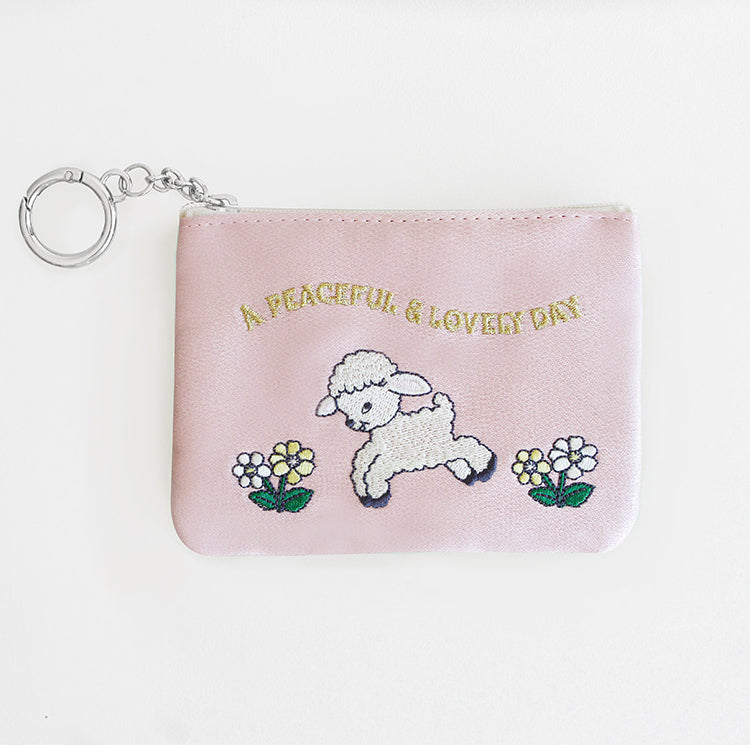 1537 Keyring Pouch – Small Embroidered Zip Pouch with Chain Ring