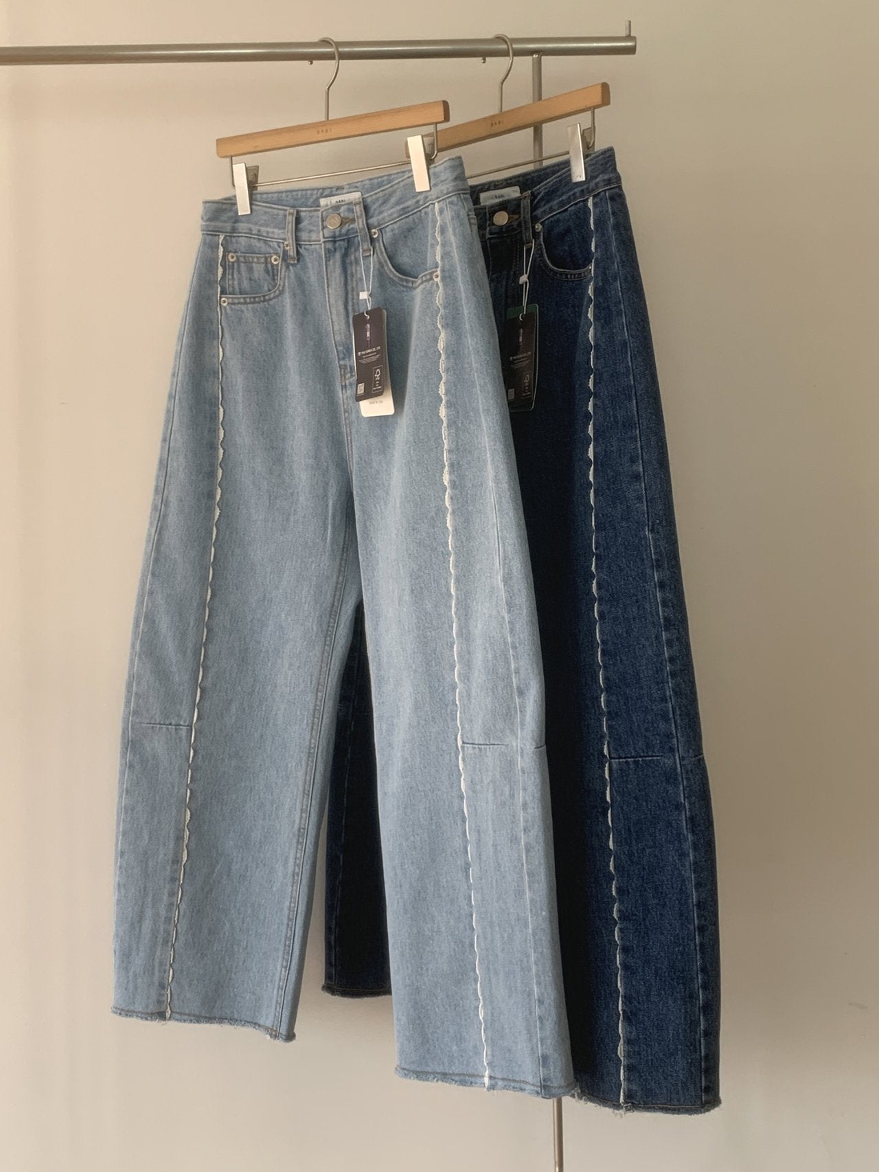 LineCut Wide Straight Denim Pants Vertical Seam Detail High-Rise Jeans - Luckyplanetusa
