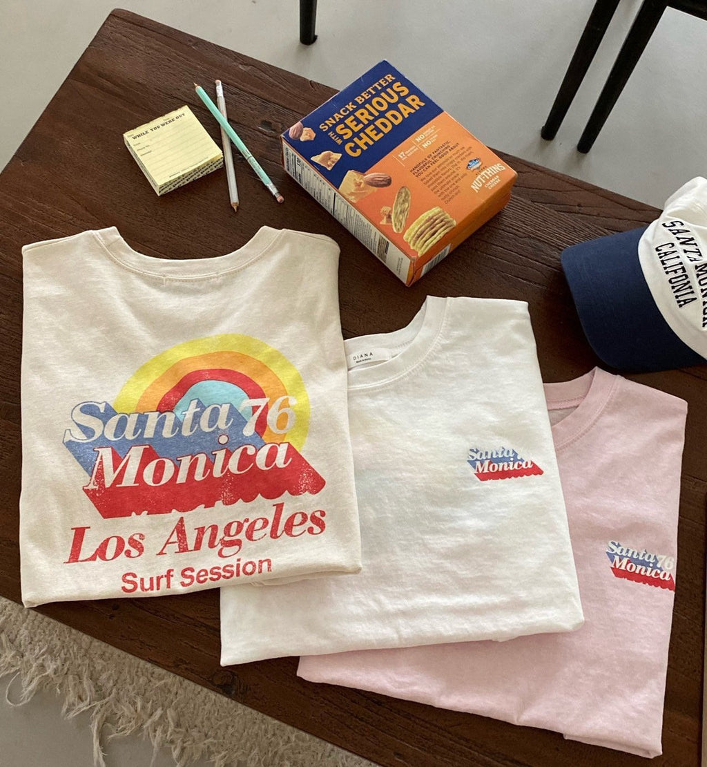 Santa Monica Vintage Crop Tee Made in Korea - Luckyplanetusa