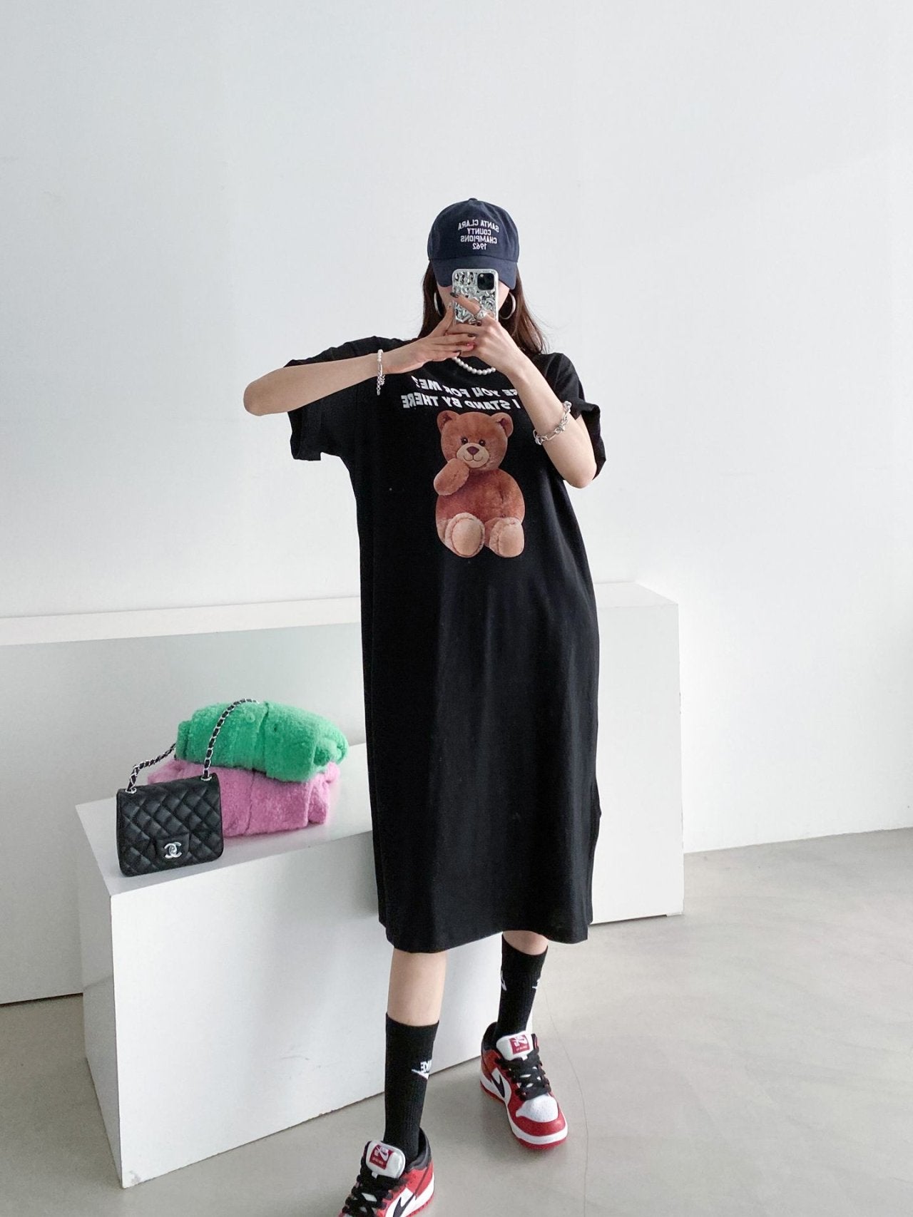 Stand By Teddy Oversized Cotton T-Shirt Dress