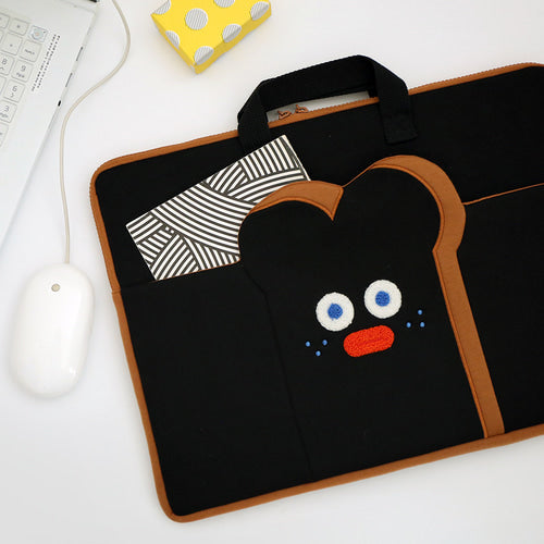 15 Laptop Macbook Case Pouch Bags with Pocket, Handle - Toast Brunch Brother Brand/ Student/office bag - Luckyplanetusa