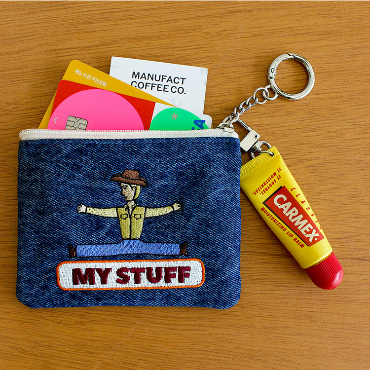 1537 Keyring Pouch – Small Embroidered Zip Pouch with Chain Ring