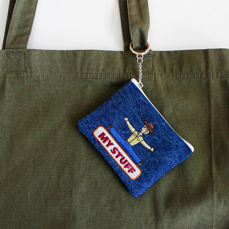 1537 Keyring Pouch – Small Embroidered Zip Pouch with Chain Ring