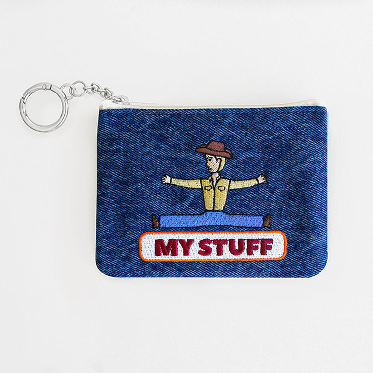 1537 Keyring Pouch – Small Embroidered Zip Pouch with Chain Ring