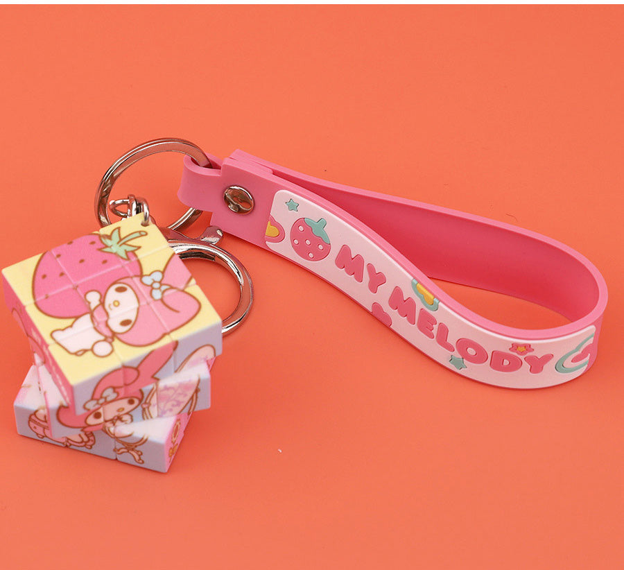 Sanrio Character Cube Keyring Collection – Kuromi, Cinnamoroll, Hello Kitty, Hangyodon
