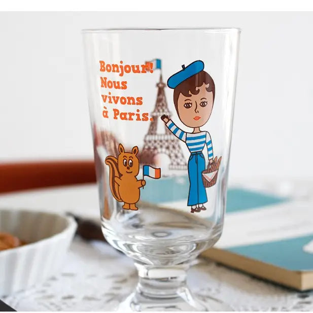 1537  Vintage Glass Cup- S 2Pcs Gift SET Drinkware