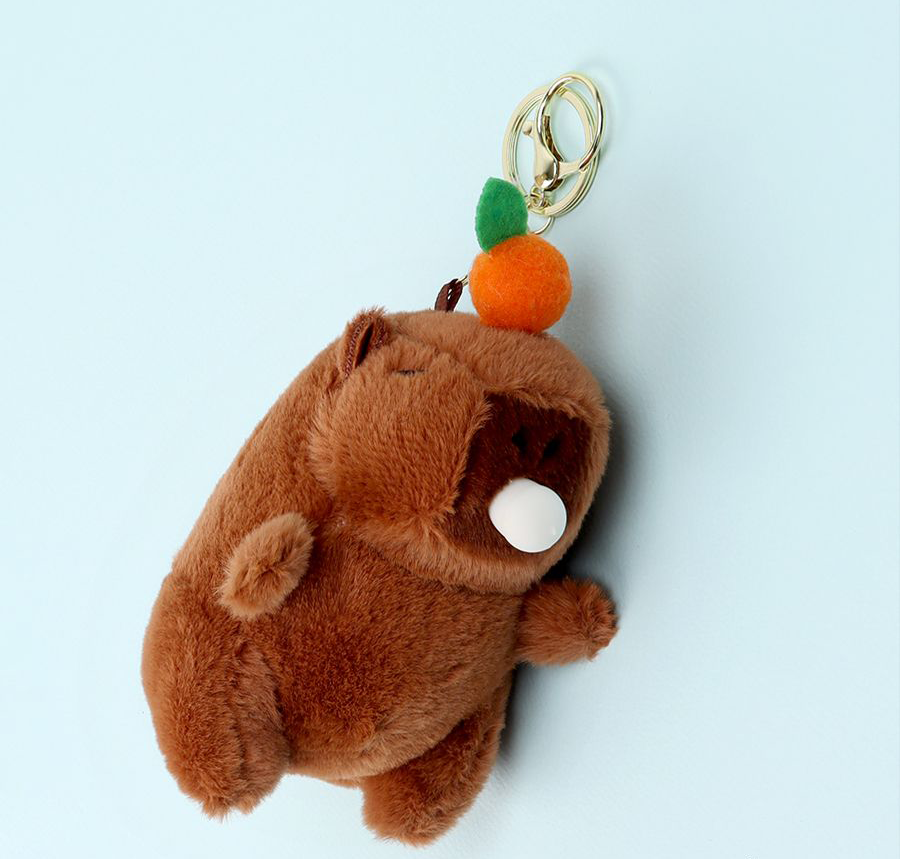 Bubble Gum Capybara Plush Keyring