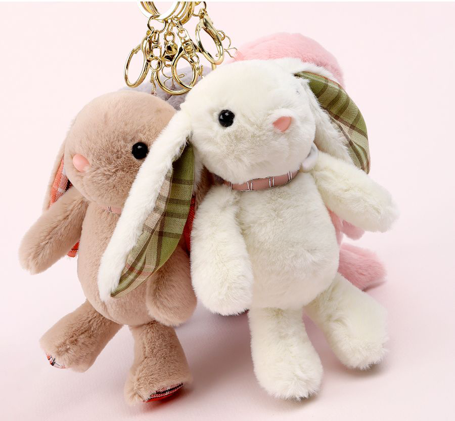 Pearl Rabbit Plush Doll Keyring (Random Color)
