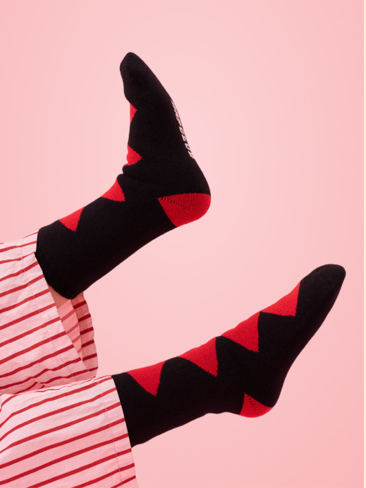 DRP Lounge Sleep Socks – Heart Parade Black