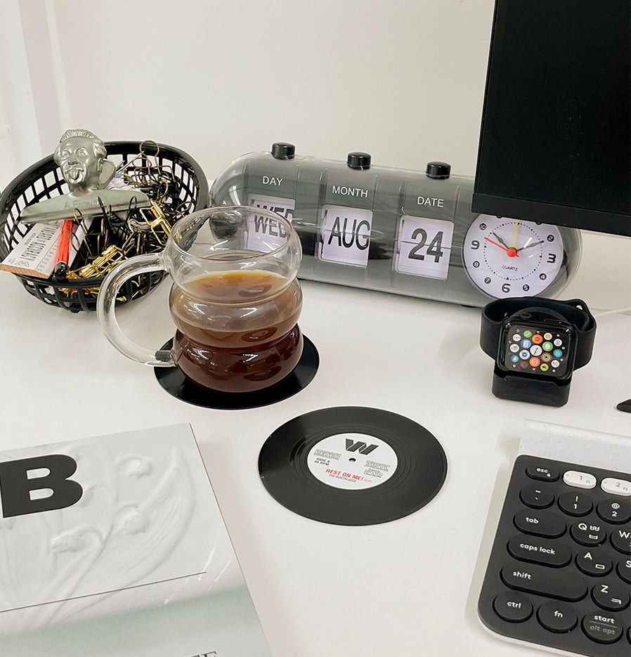 Retro Vinyl Record Drink Coaster Set - 6pcs