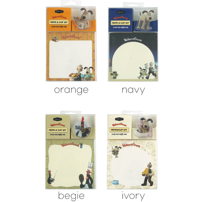 Wallace & Gromit Memo & Clip Set (4 Types)