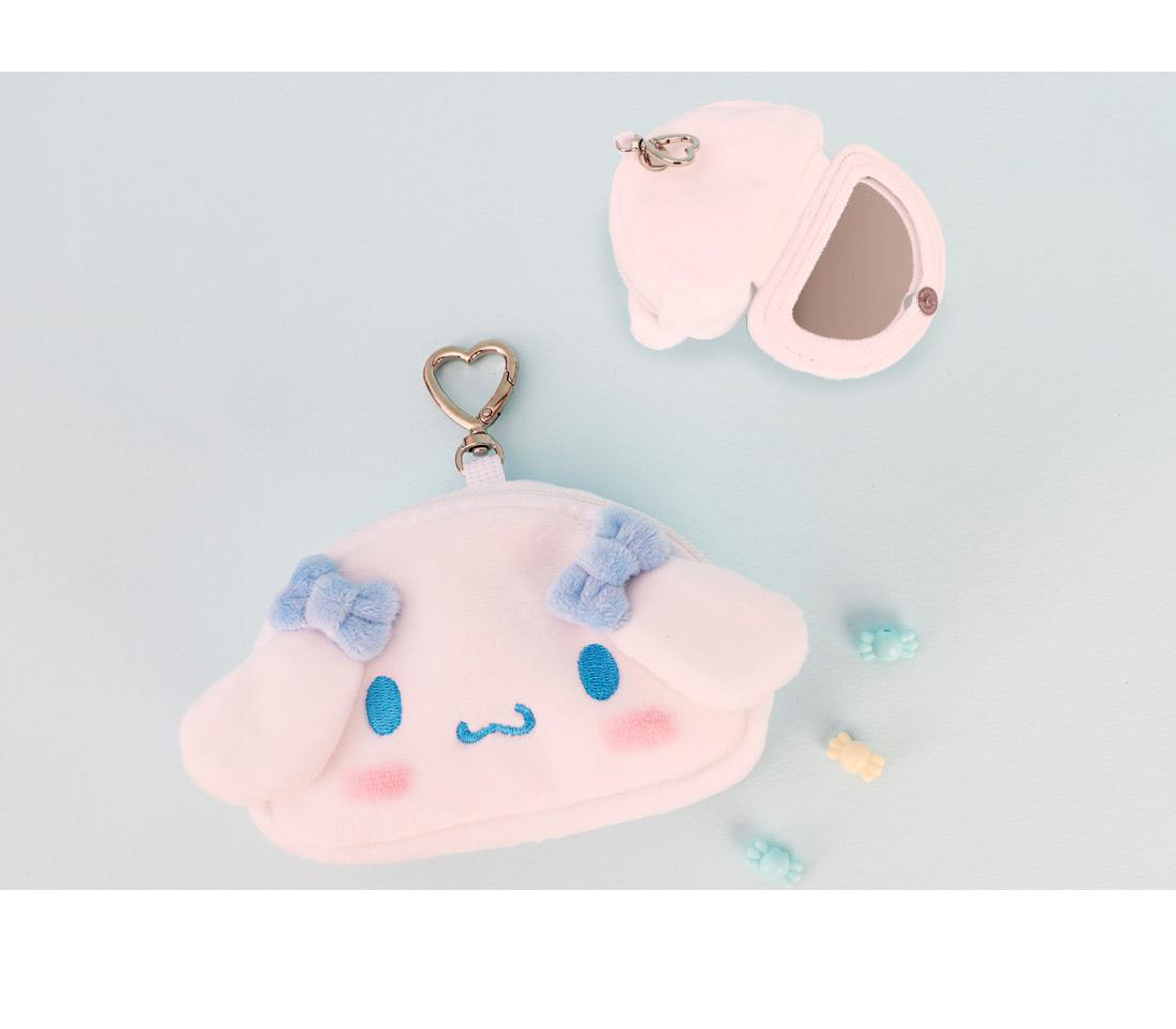 Cinnamoroll Fluffy Coin Pouch with Keychain and Mirror
