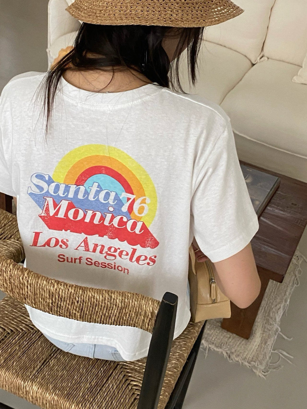Santa Monica Vintage Crop Tee Made in Korea - Luckyplanetusa