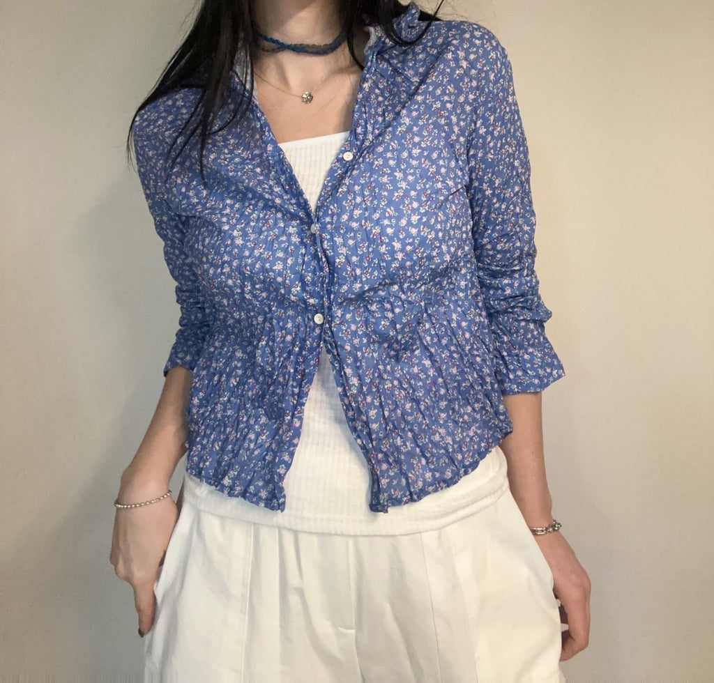 Petite Garden Shirring Cotton Blouse Made in Korea - Luckyplanetusa