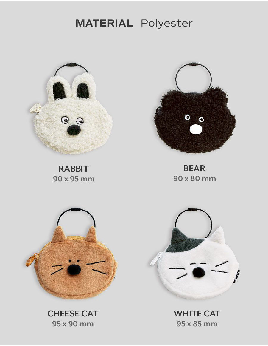Doodle Keyring Pouch – AirPods & Galaxy Buds Case (Rabbit, Bear, Cheese Cat, White Cat)