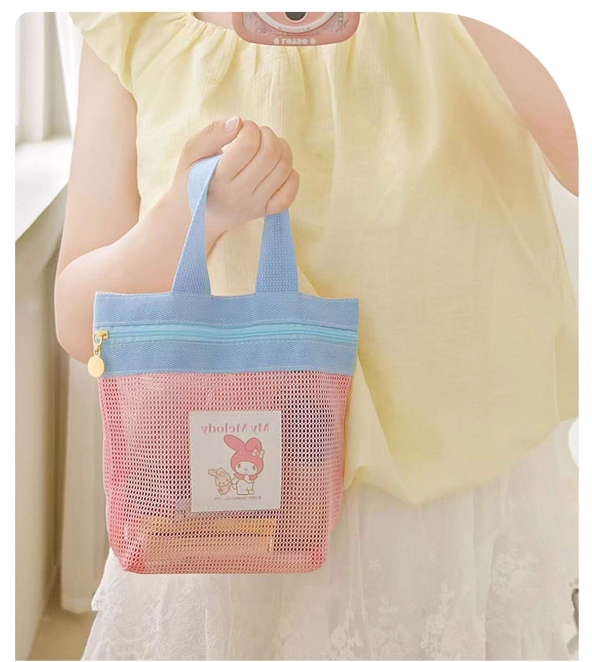 Sanrio Mesh Mini Tote Bag – 4 Styles (Hello Kitty / Pochacco / My Melody / Kuromi)