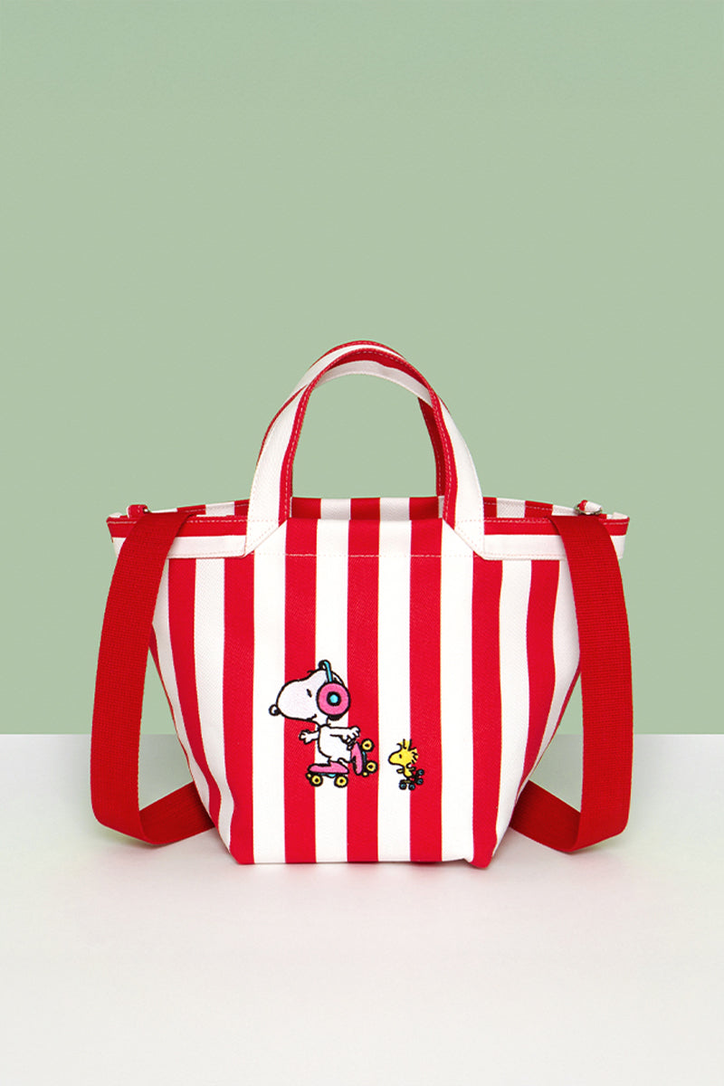 Snoopy Striped Canvas Tote Bag (Official Licensed) - Luckyplanetusa