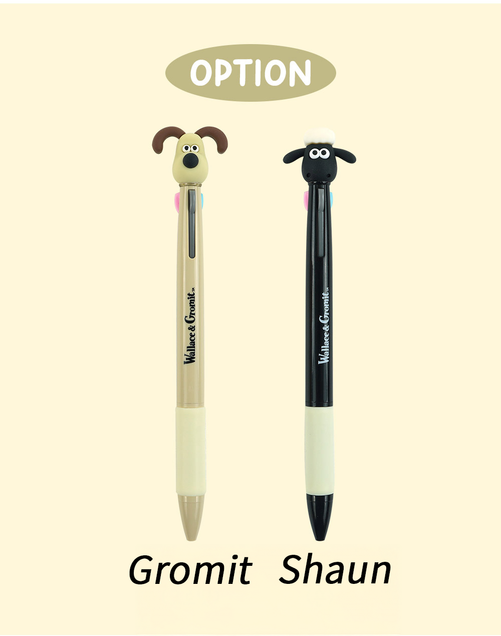Wallace & Gromit 3-Color Figure Ballpoint Pen – 0.7mm (Gromit / Shaun)