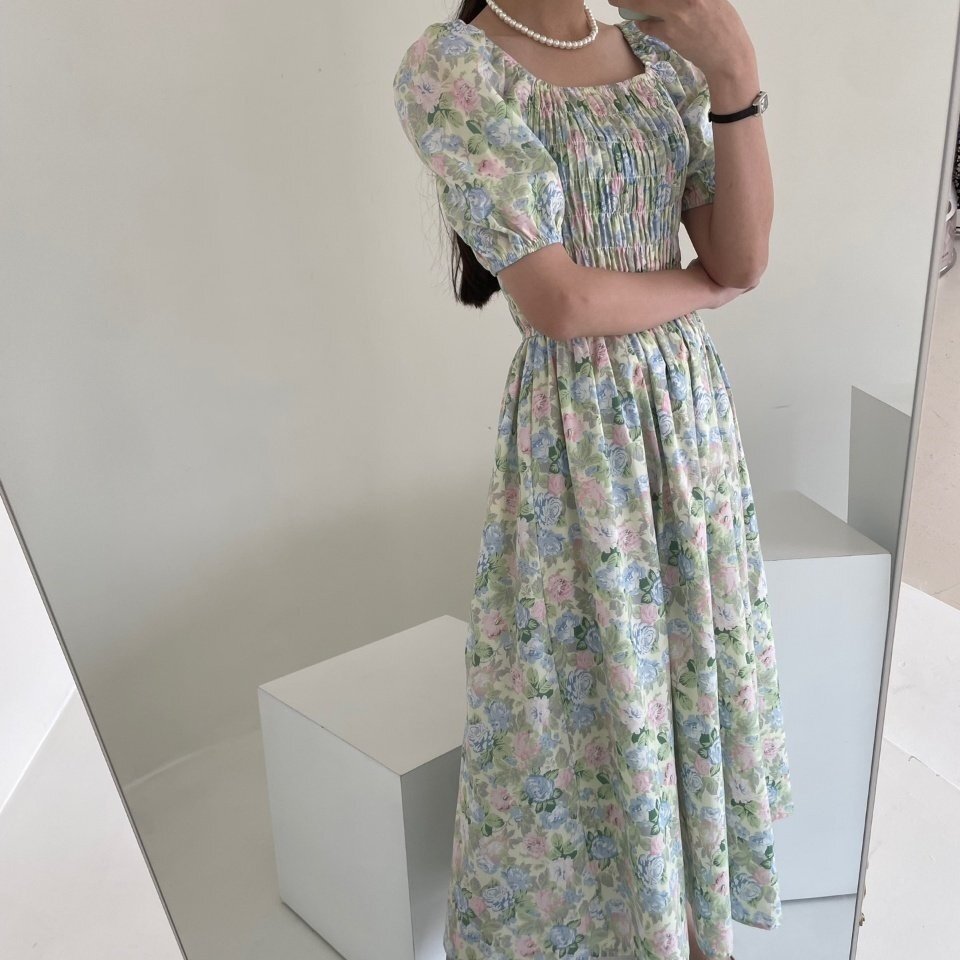 Blossom Garden Puff Sleeve Smocked Dress - Luckyplanetusa