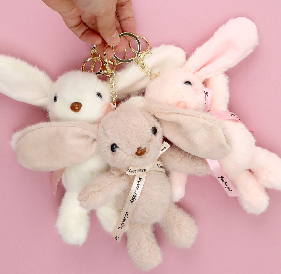 Ribbon Rabbit Plush Doll Keyring (Random Color)