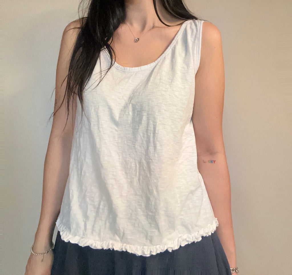 Soft Frill 100% Cotton Sleeveless Top Made in Korea - Luckyplanetusa