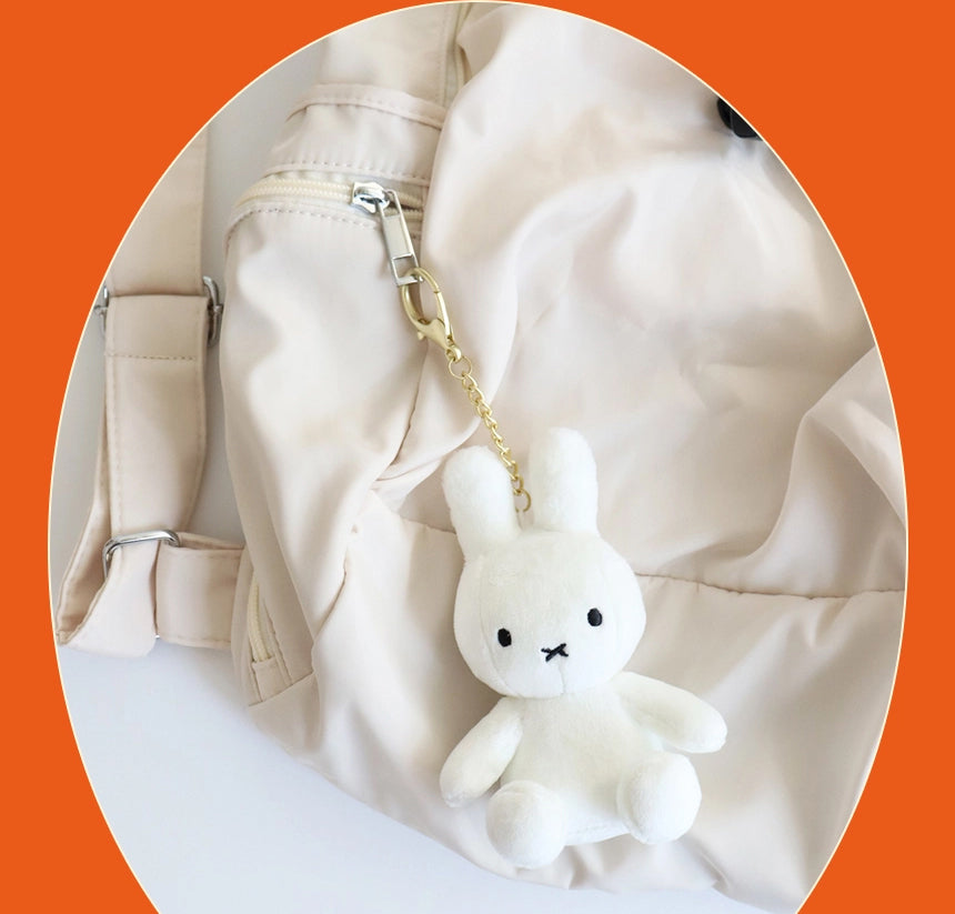 Miffy keyring plush dolls in Light (glow-in-the-dark), Silver, and Gold