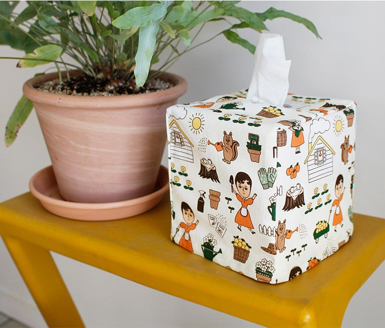 Canvas Square Tissue Box Cover/Case- Home Deco