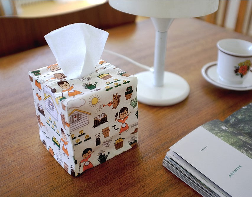 Canvas Square Tissue Box Cover/Case- Home Deco