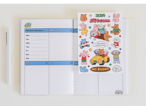 2024 My Buddy Calendar Diary with Sticker Set- Year Organizer Planners