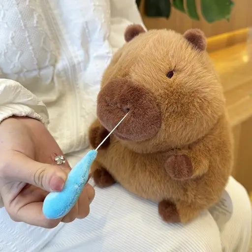 Funny Capybara Plush – With Movable Snot or Carrot