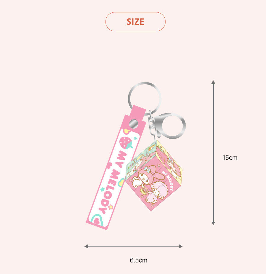 Sanrio Character Cube Keyring Collection – Kuromi, Cinnamoroll, Hello Kitty, Hangyodon