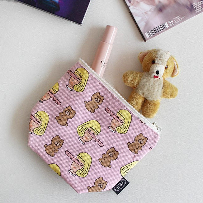 Canvas Adorable Pattern Stand Pouch/ Makeup Pouches Purse - Luckyplanetusa