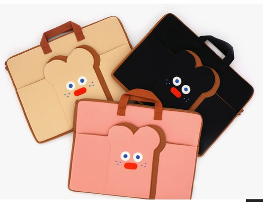 15 Laptop Macbook Case Pouch Bags with Pocket, Handle - Toast Brunch Brother Brand/ Student/office bag