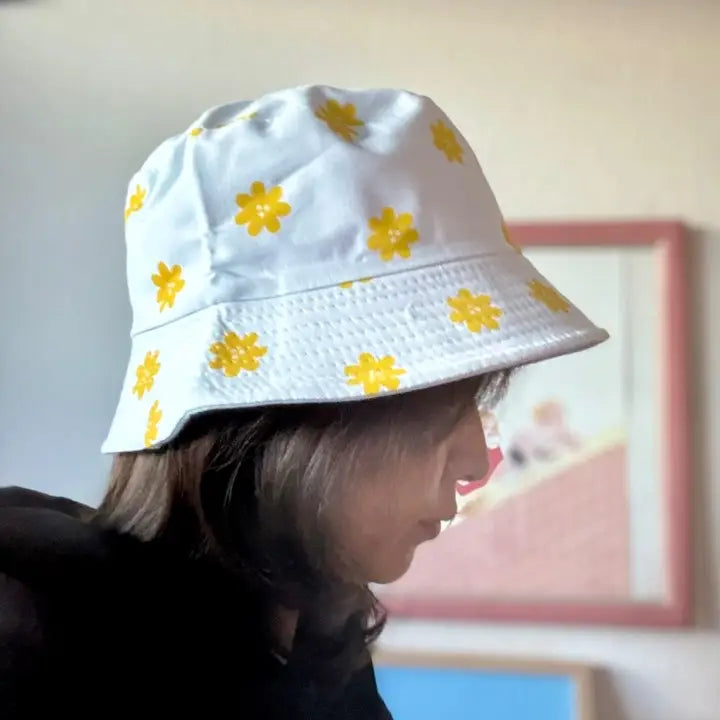 [SALE] Macaron color Daisy cotton Bucket Hat- Riversible wear