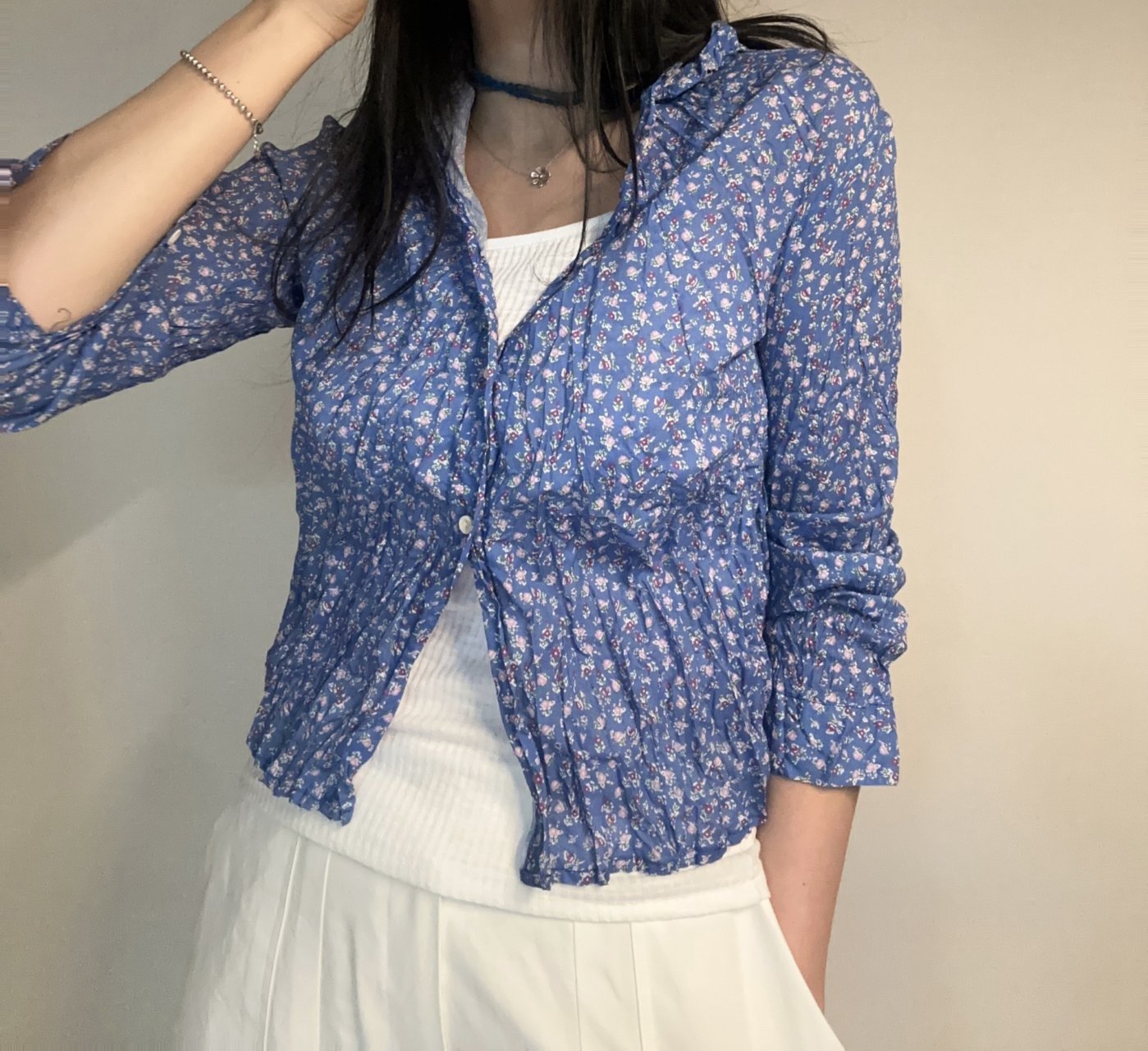Petite Garden Shirring Cotton Blouse Made in Korea - Luckyplanetusa