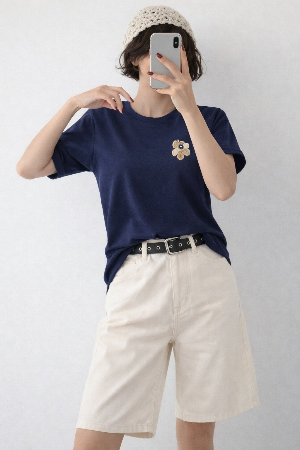 Blossom Embroidery Cotton Tee - Luckyplanetusa