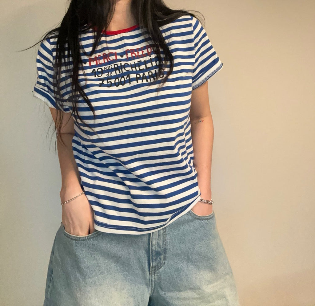 Paris Stripe Graphic Tee - Luckyplanetusa