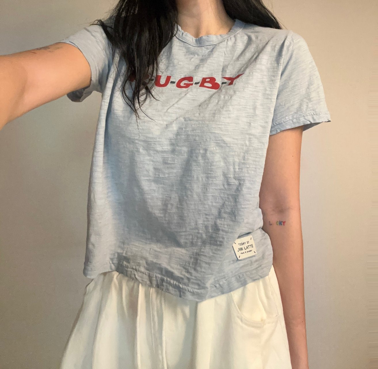 RUGBY Slub Cotton Tee natural wrinkled finish Made in Korea - Luckyplanetusa