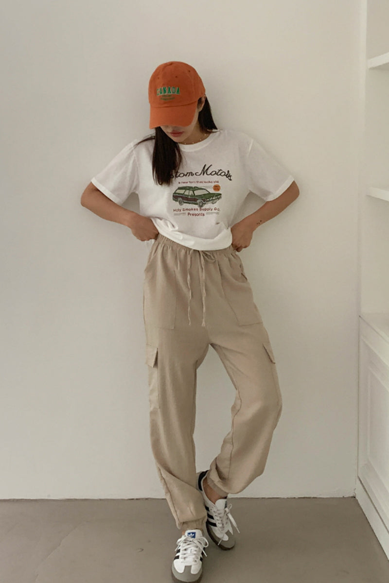 Linen Touch Utility Cargo Jogger Pants