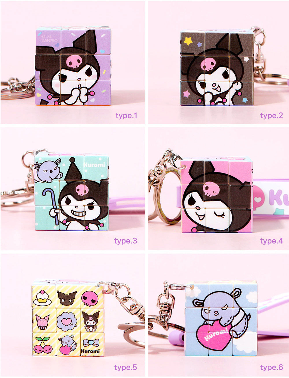 Sanrio Character Cube Keyring Collection – Kuromi, Cinnamoroll, Hello Kitty, Hangyodon