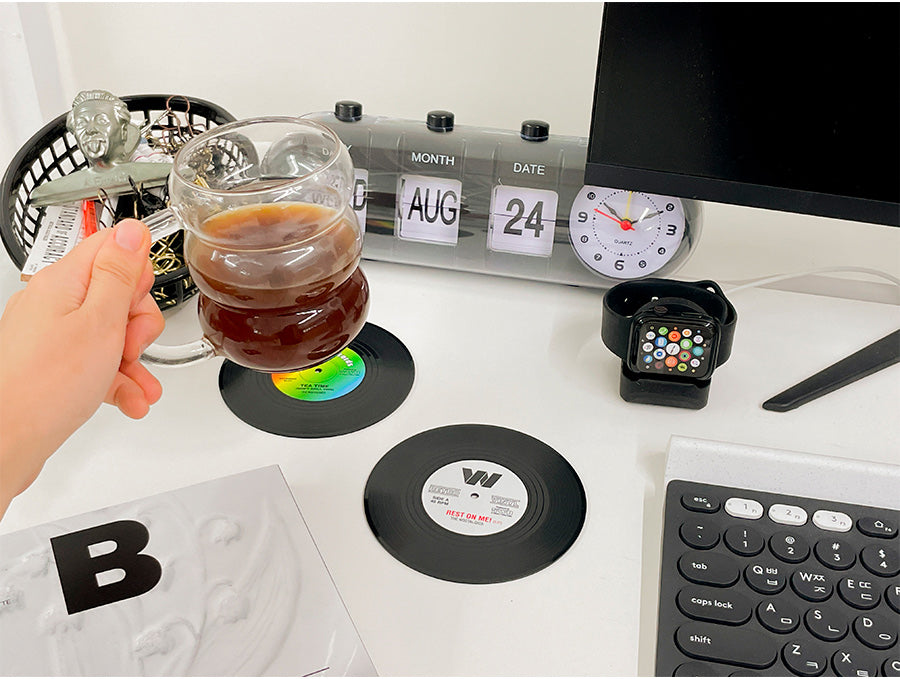 Retro Vinyl Record Drink Coaster Set - 6pcs