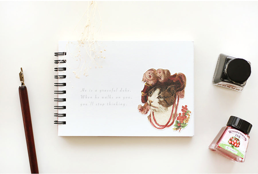 Vintage Cat Cutting Sticker Set 5 Styles