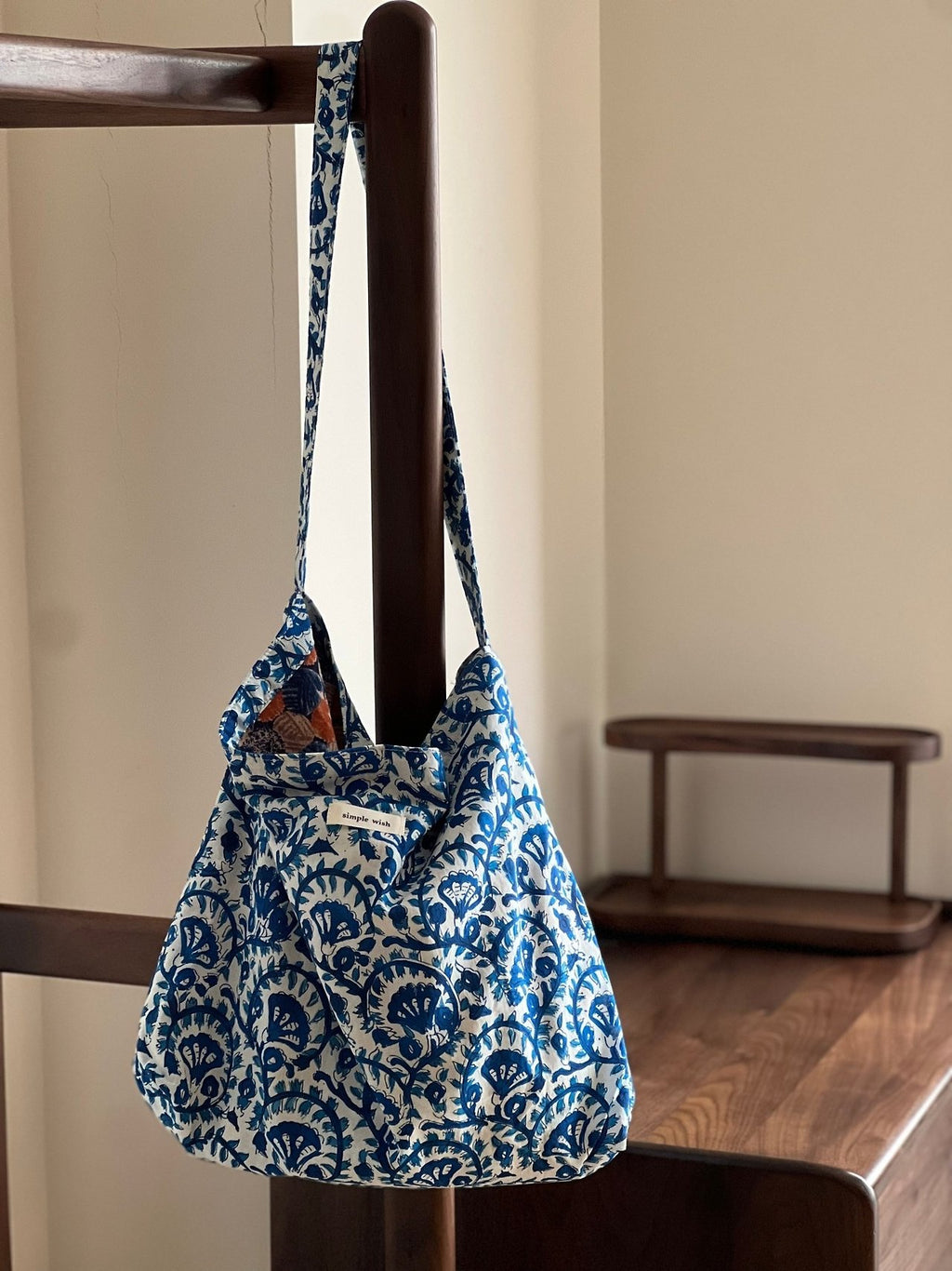 Bohemian Garden Hand Print Cotton Tote Bag - Luckyplanetusa