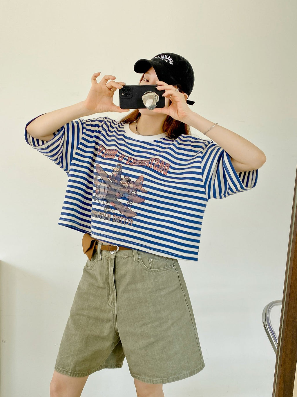 Vintage Pilot Stripe Crop Tee - Luckyplanetusa