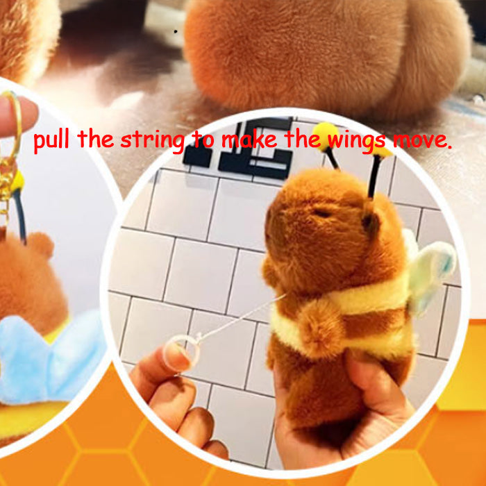 Bee Capybara Plush Keychain – Flapping Wing Edition